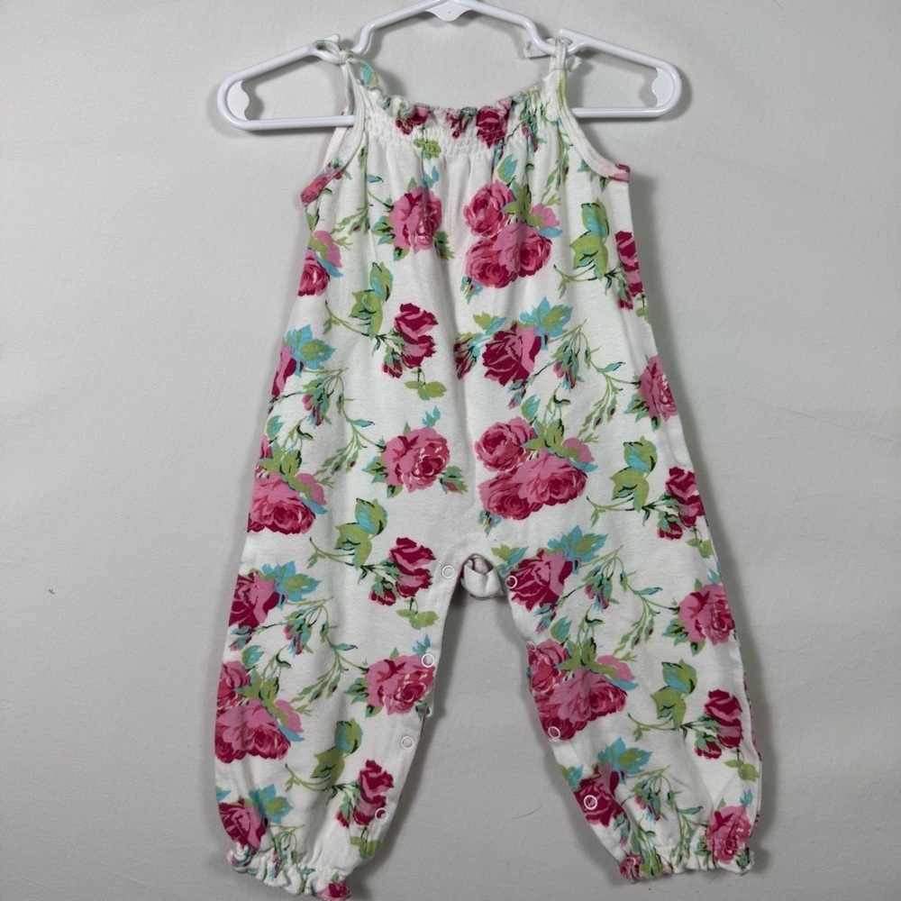 Laura Ashley Pink Green Floral Jumpsuit Girls Size 18M